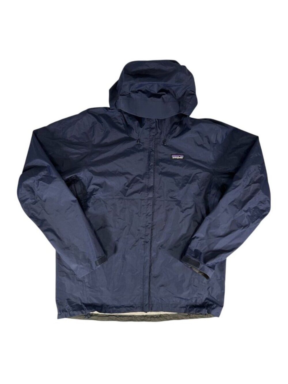 PATAGONIA Hooded Jacket BLUE Full Zip Lightweight Waterproof Mens LARGE